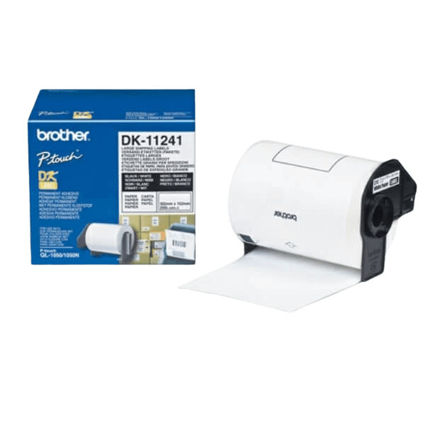 Brother Original DK11241 102 x 152 mm, 200 stk. Svart tekst / hvit teip