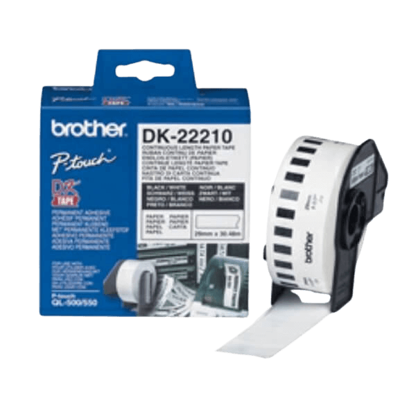 Brother Original DK22210 29mm x 30,48 Hvit teip