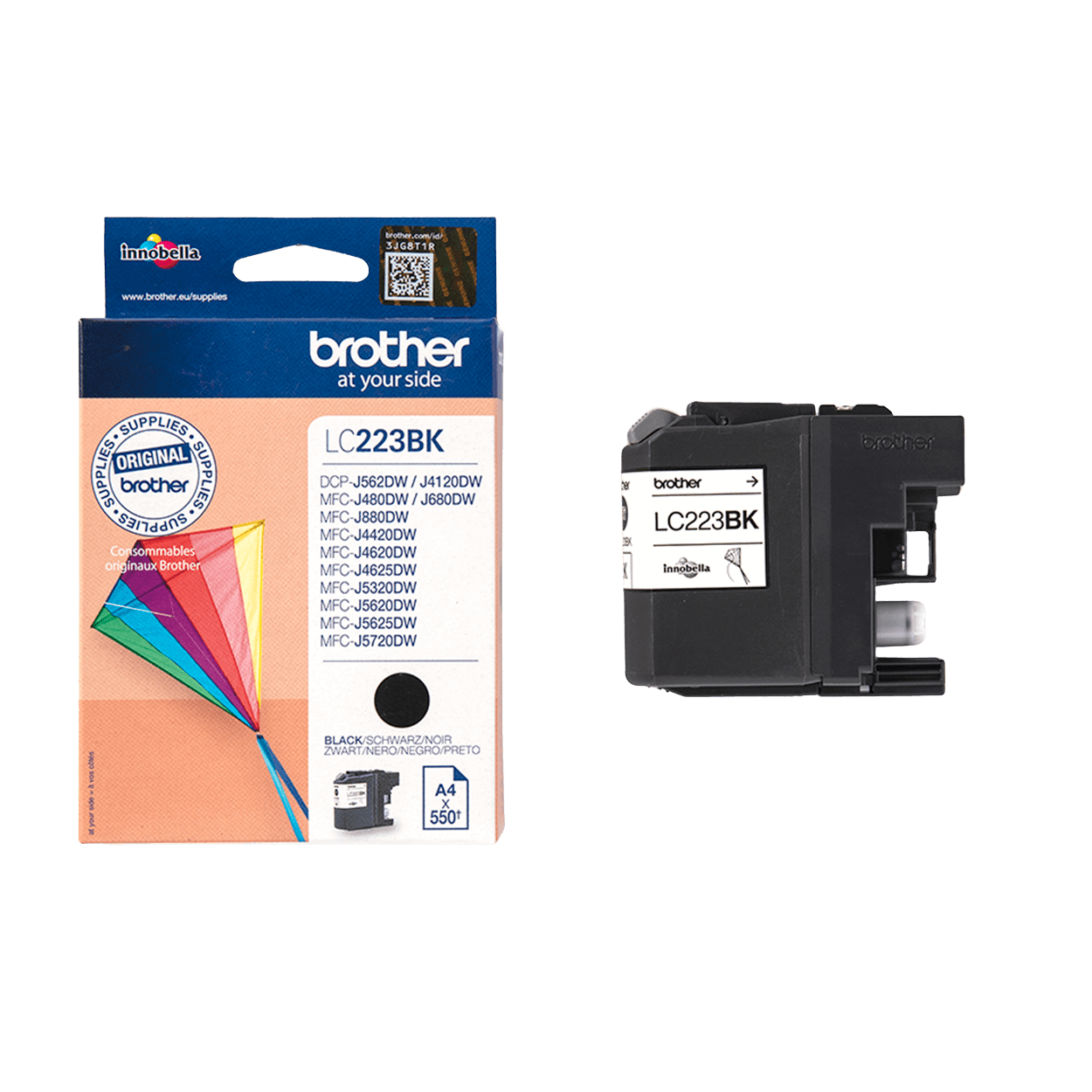 Brother Original LC223BK svart blekkpatron | Innhold: 550 sider