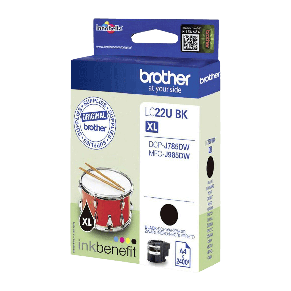 Brother Original LC22UBK svart blekkpatron | Innhold: 2400 sider