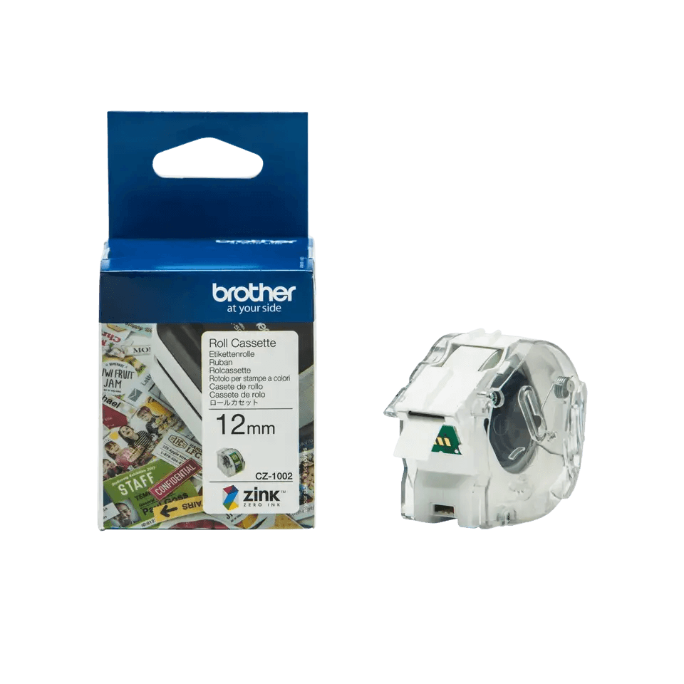 PixoJet Brother TZE-132 12 mm x 8 m Rød tekst / Gjennomsiktig teip