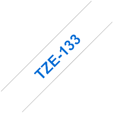 PixoJet Brother TZE-133 12 mm x 8 m Blå tekst / Gjennomsiktig teip