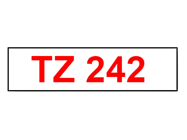 PixoJet Brother TZe-242 18 mm x 8 m Rød tekst / Hvit teip
