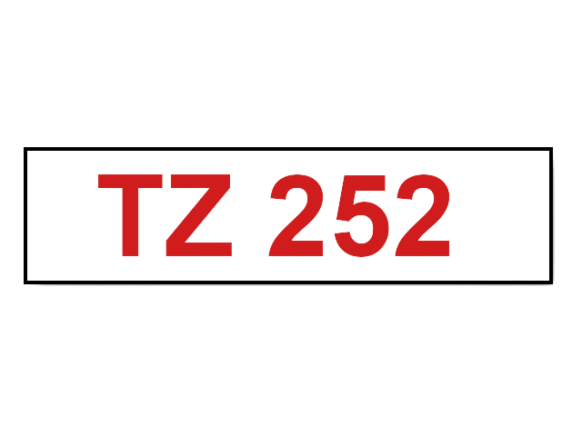 PixoJet Brother TZe-252 24 mm x 8 m Rød tekst / Hvit teip
