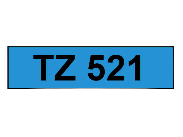PixoJet Brother TZe-521 9 mm x 8 m Svart tekst / blå teip