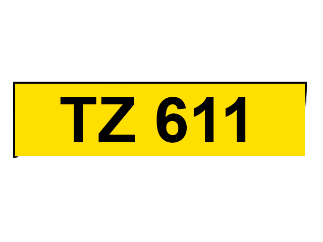 PixoJet Brother TZe-611 6 mm x 8 m Svart tekst / gul teip