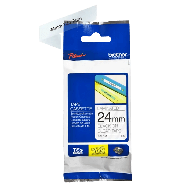 PixoJet Brother TZe-651 24 mm x 8 m Svart tekst / gul teip