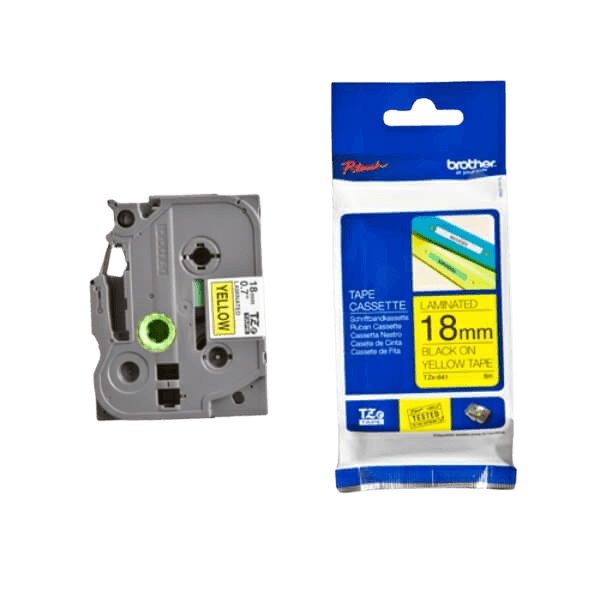 Brother Original TZe641 18 mm x 8 m Svart tekst / gul teip