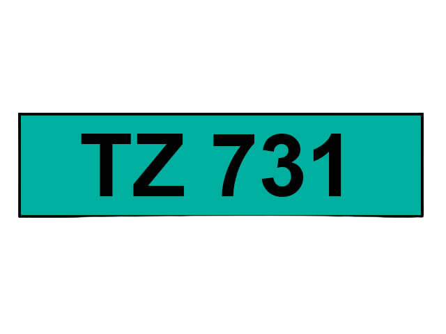 PixoJet Brother TZe731 12 mm x 8 m Svart tekst / Grønn teip