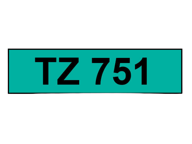 PixoJet Brother TZe751 24 mm x 8 m Svart tekst / Grønn teip