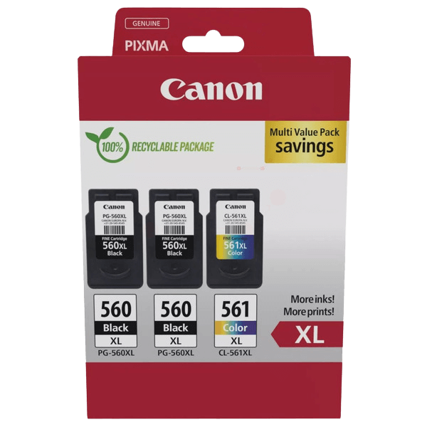 Canon Original 2x PG-560XL + CL-561XL 3712C009 CMYK rabattpakke | Innhold: 2x 14,3 + 12,2 ml.
