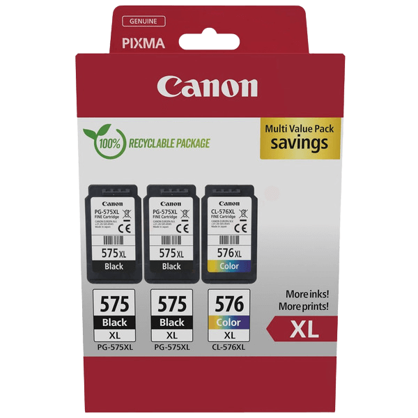 Canon Original 2x PG-575XL + CL-576XL 5437C004 CMYK rabattpakke | Innhold: 2x 15 + 12,6 ml.