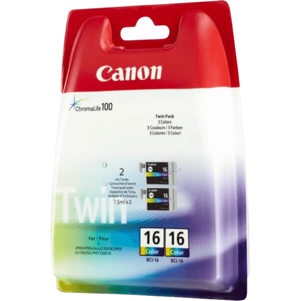 Canon Original BCI-16C 9818A002 twin pack 3 farger i én blekkpatron | Innhold: 2,5 ml.