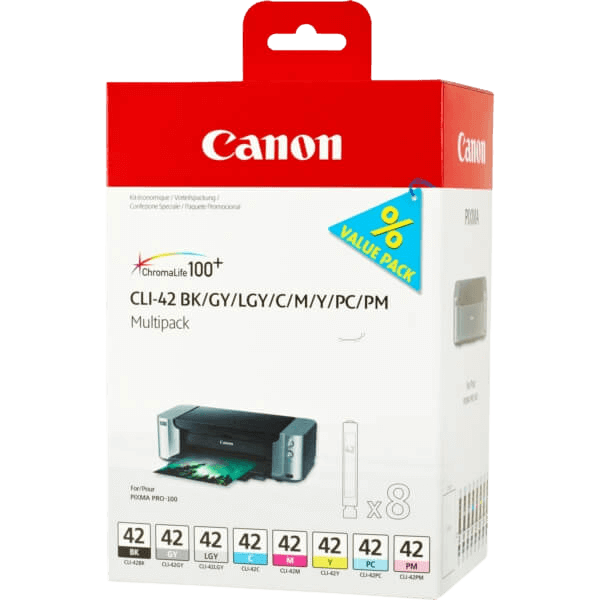 Canon Original CLI-42 6384B010 XL CMYK rabattpakke | Innhold: 8 x 13 ml.