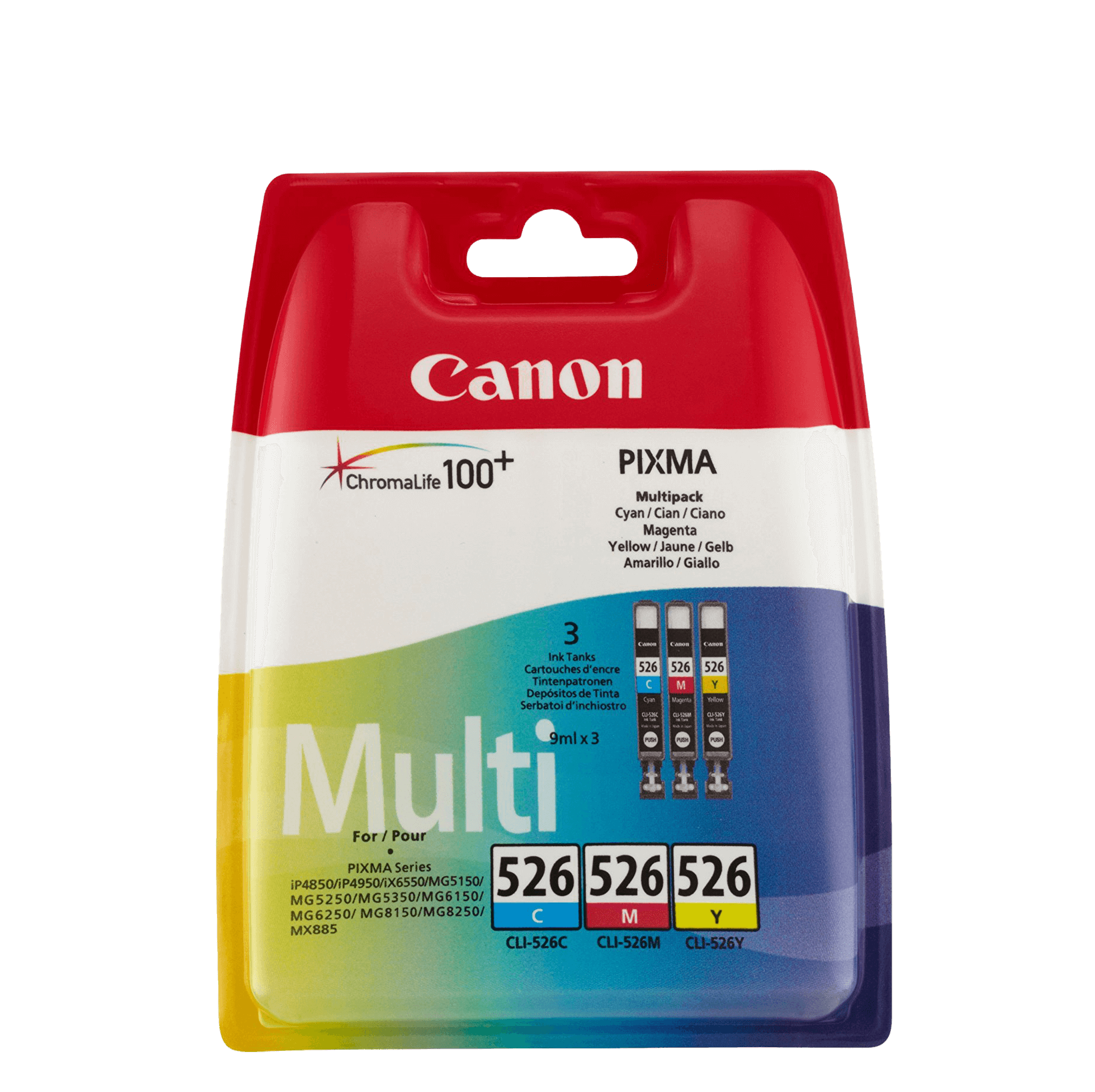 Canon Original CLI-526 4541B009 3 farger i én rabattpakke | Innhold: 3 x 9 ml.