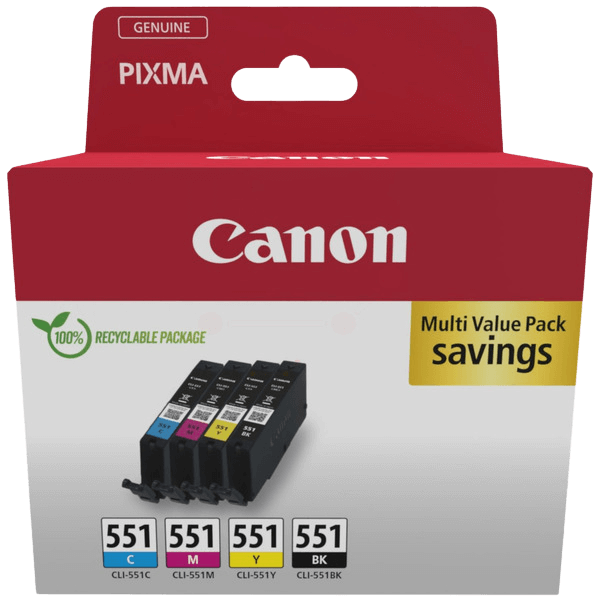 Canon Original CLI-551 6509B015 CMYK rabattpakke | Innhold: 4x7 ml.