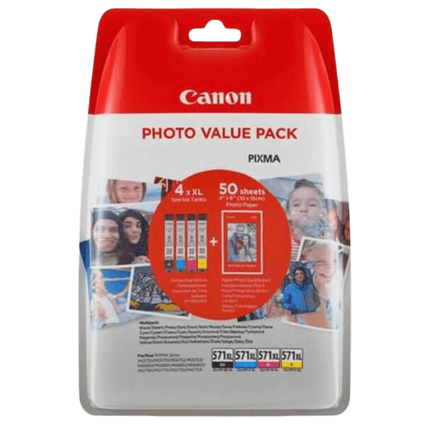 Canon Original CLI-571XL 0332C005 CMYK + PAPIR rabattpakke