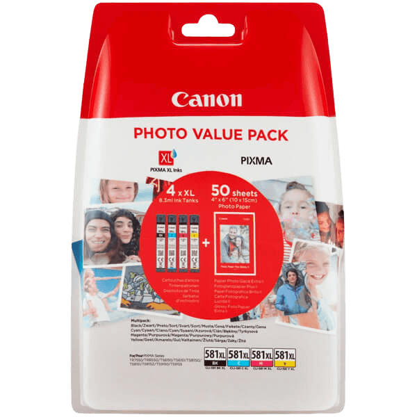 Canon Original CLI-581 2052C004 XL CMYK rabattpakke | Innhold: 4 x 8,3 ml. ml.