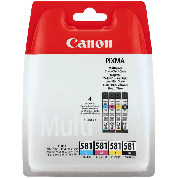 Canon Original CLI-581 2103C004 CMYK rabattpakke | Innhold: 4 x 5 ml.