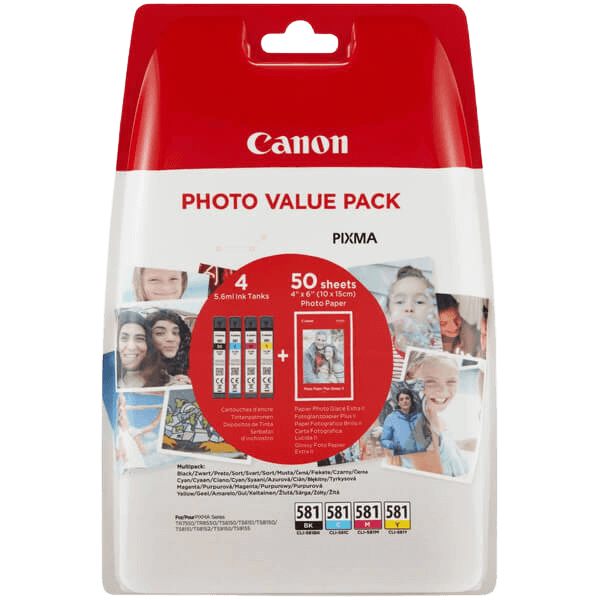 Canon Original CLI-581 2106C005 CMYK rabattpakke | Innhold: 4 x 5 ml.