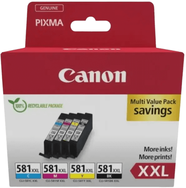 Canon Original CLI-581 1998C005 XXL CMYK rabattpakke | Innhold: 4 x 11 ml.