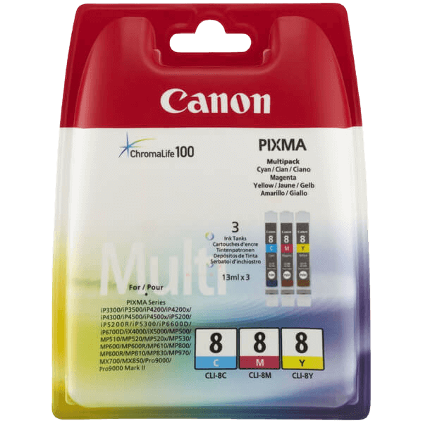 Canon Original CLI-8CMY 0621B029 3 farger i én rabattpakke | Innhold: 39 ml.