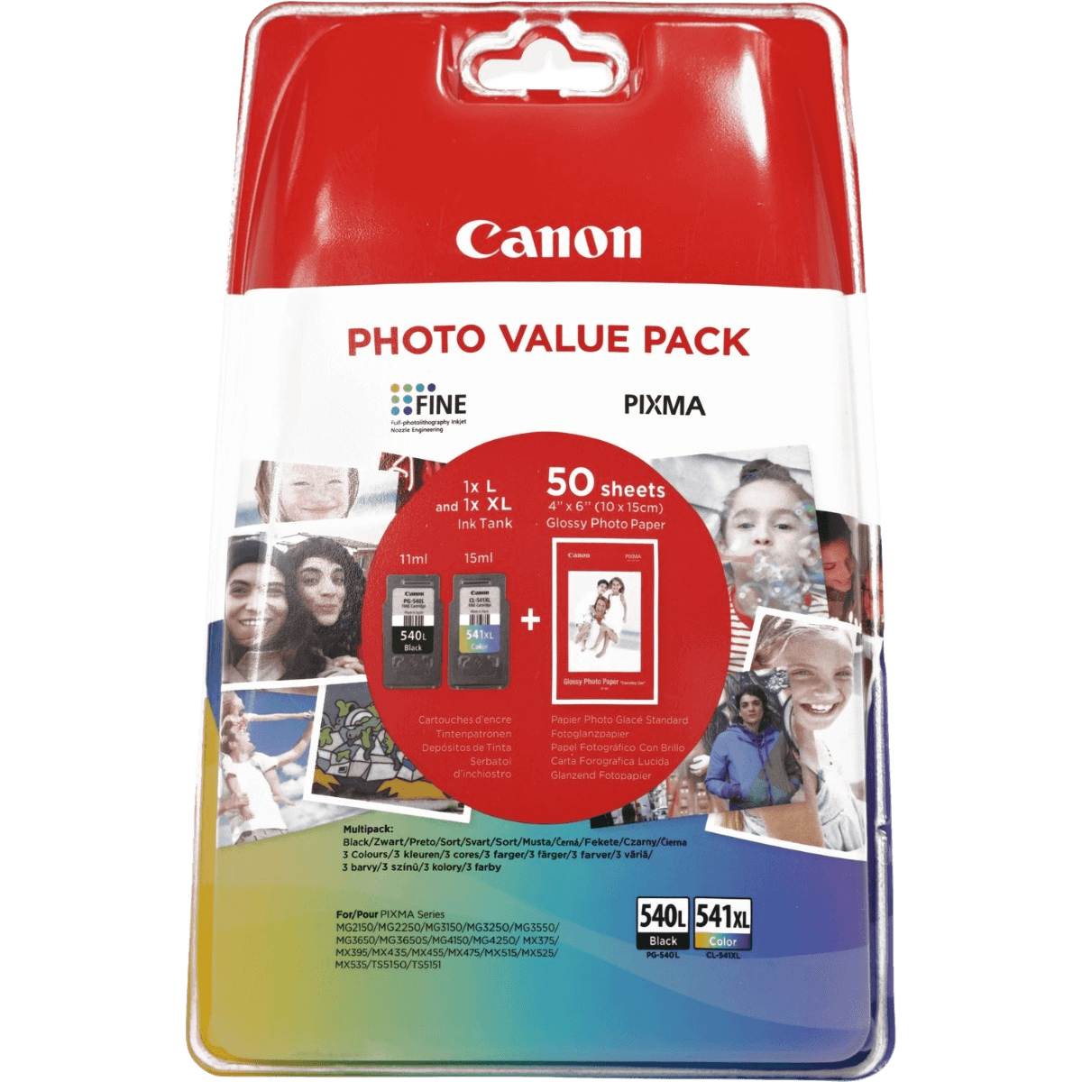 Canon Original PG-540L + CL-541XL + PAPIR 5224B007 CMYK rabattpakke | Innhold: 11 ml. + 15 ml.