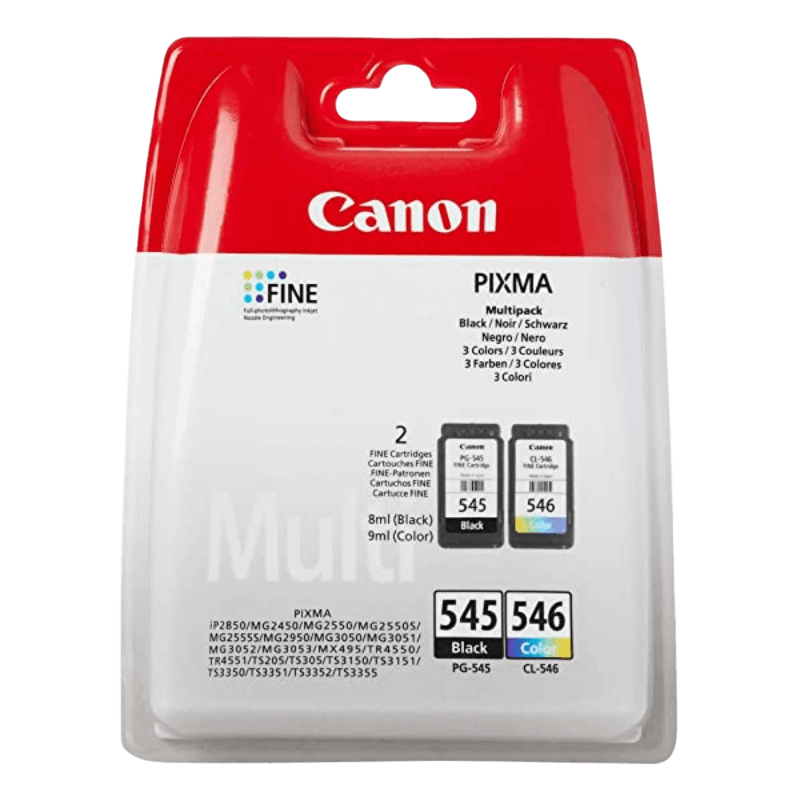 Canon Original PG-545 + CL-546 8287B006 CMYK rabattpakke | Innhold: 8 ml. svart og 8 ml. farge