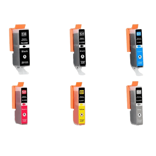 PixoJet Canon PGI-530PGBK+CLI-531CMYKGY verdipakke - 6 stk.