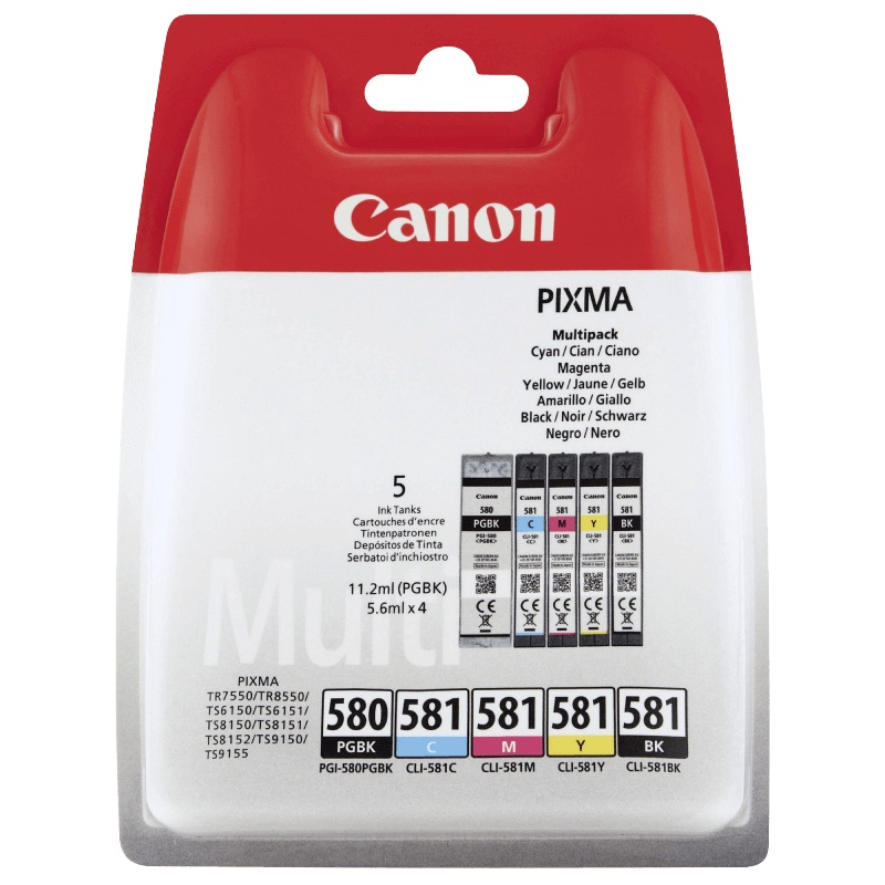 Canon Original PGI-580 + CLI-581 2078C005 CMYK rabattpakke | Innhold: 1 x 11 + 4 x 5 ml.