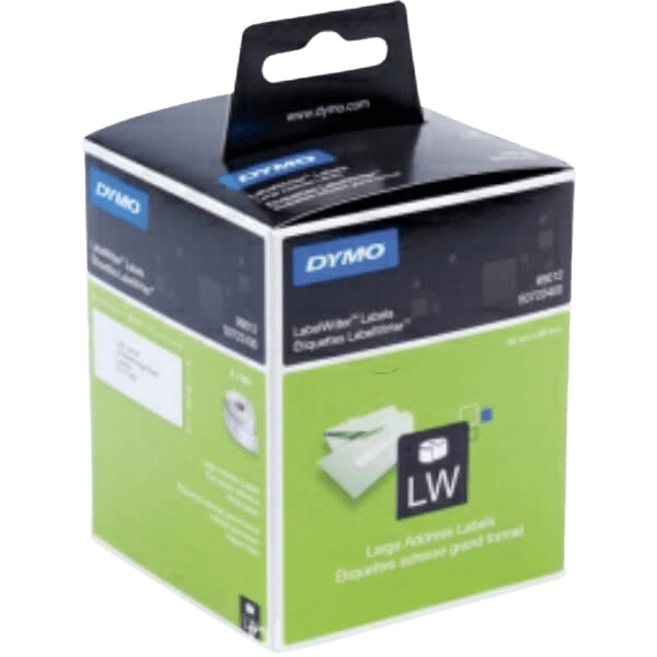 Dymo Original 99012 S0722400 89 x 36 mm, 520 stk Svart tekst / hvit teip adresseetikett