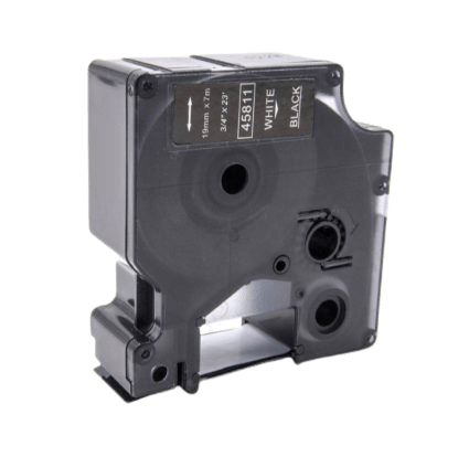PixoJet Dymo S0720910 45811 19 mm x 7 m Hvit tekst / Svart teip