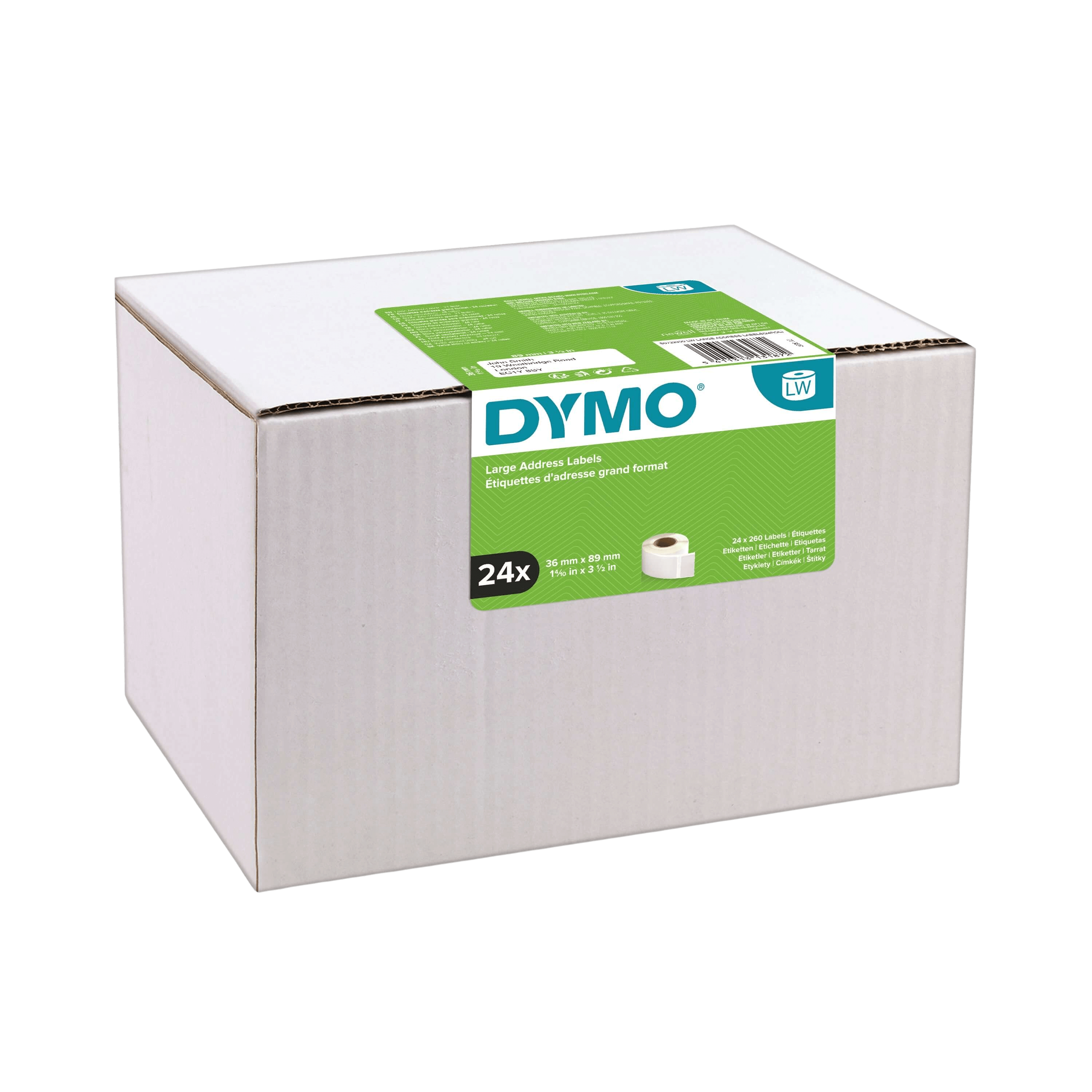 PixoJet Dymo S0722400 99012 36 x 89 mm, 260 stk Hvit adresseetikett