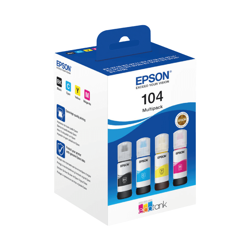 Epson Original 104 C13T00P640 CMYK rabattpakke | Innhold: 4 x 65 ml.