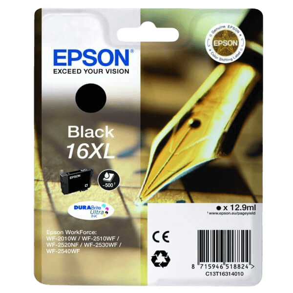 Epson Original 16 C13T16314012 XL svart blekkpatron | Innhold: 12,9 ml.