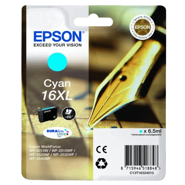Epson Original 16 C13T16324012 XL cyan blekkpatron | Innhold: 6,5 ml.