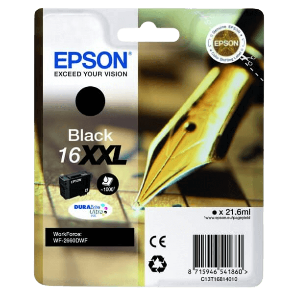 Epson Original 16 C13T16814012 XXL svart blekkpatron | Innhold: 21,6 ml.