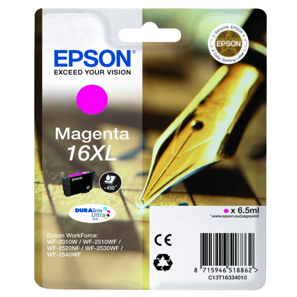 Epson Original 16 C13T16334012 XL magenta blekkpatron