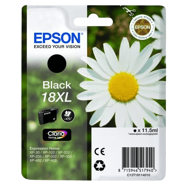 Epson Original 18 C13T18114012 XL svart blekkpatron | Innhold: 11,5 ml.