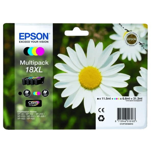 Epson Original 18 C13T18164012 XL CMYK rabattpakke | Innhold: 31,3 ml.