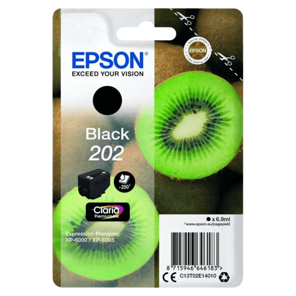Epson Original 202 C13T02E14010 svart blekkpatron | Innhold: 6,9 ml.