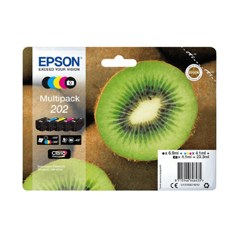Epson Original 202 C13T02E74010 CMYK rabattpakke | Innhold: 6,9 + 4 x 4,1 ml.