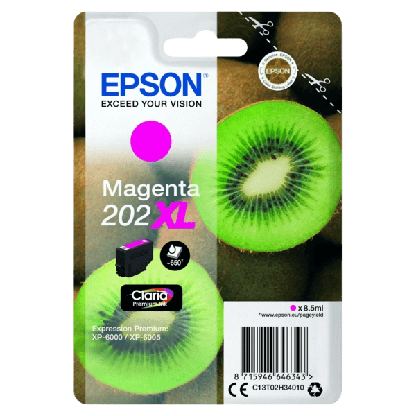 Epson Original 202 C13T02H34010 XL magenta blekkpatron | Innhold: 650 sider