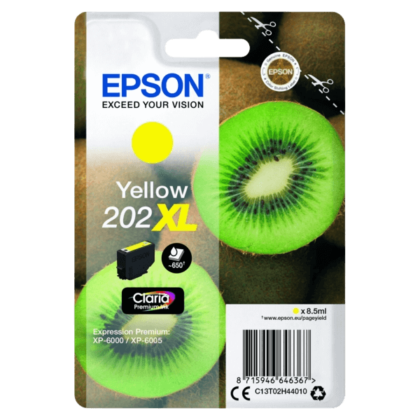 Epson Original 202 C13T02H44010 XL gul blekkpatron | Innhold: 650 sider