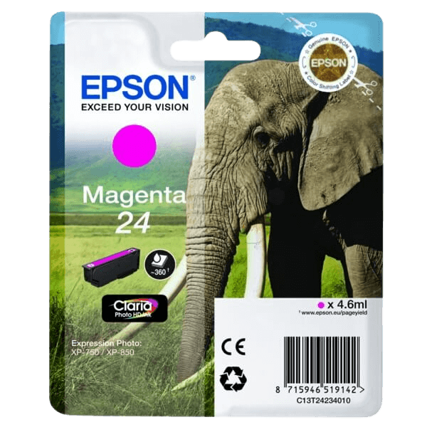 Epson Original 24 C13T24234012 magenta blekkpatron | Innhold: 4,6 ml.