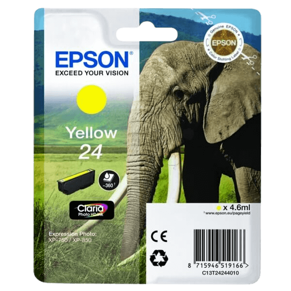 Epson Original 24 C13T24244012 gul blekkpatron | Innhold: 4,6 ml.