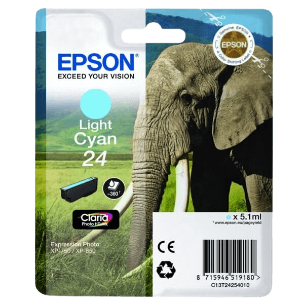 Epson Original 24 C13T24254012 lys cyan blekkpatron | Innhold: 4,6 ml.
