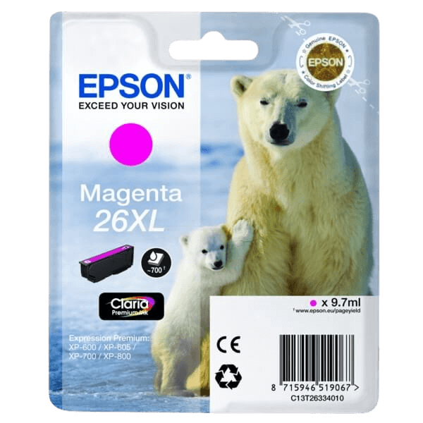Epson Original 26 C13T26334012 XL magenta blekkpatron | Innhold: 9,7 ml.