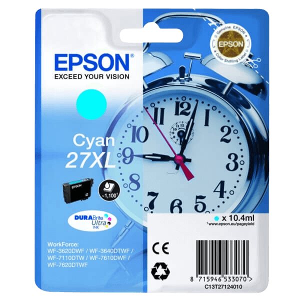 Epson Original 27 C13T27124012 XL cyan blekkpatron | Innhold: 10.4 ml.