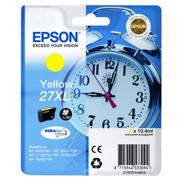 Epson Original 27 C13T27144012 XL gul blekkpatron | Innhold: 10.4 ml.